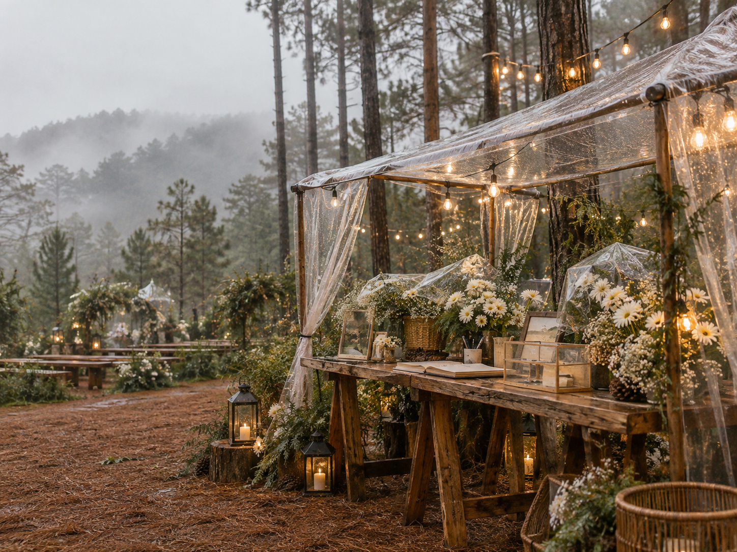 Bàn Gallery Tiệc Cưới Ngoài Trời Đà Lạt - Kinh Nghiệm Khí Hậu Và Kịch Bản Plan B - The Pine Wedding Planner