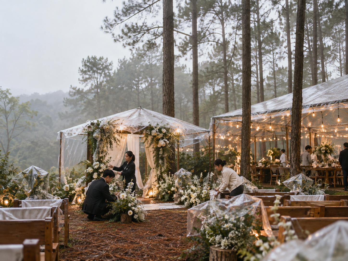 Trang Trí Tiệc Cưới Đẹp Ngoài Trời Với Giải Pháp Xử Lý Thời Tiết Và Rủi Ro - The Pine Wedding Planner