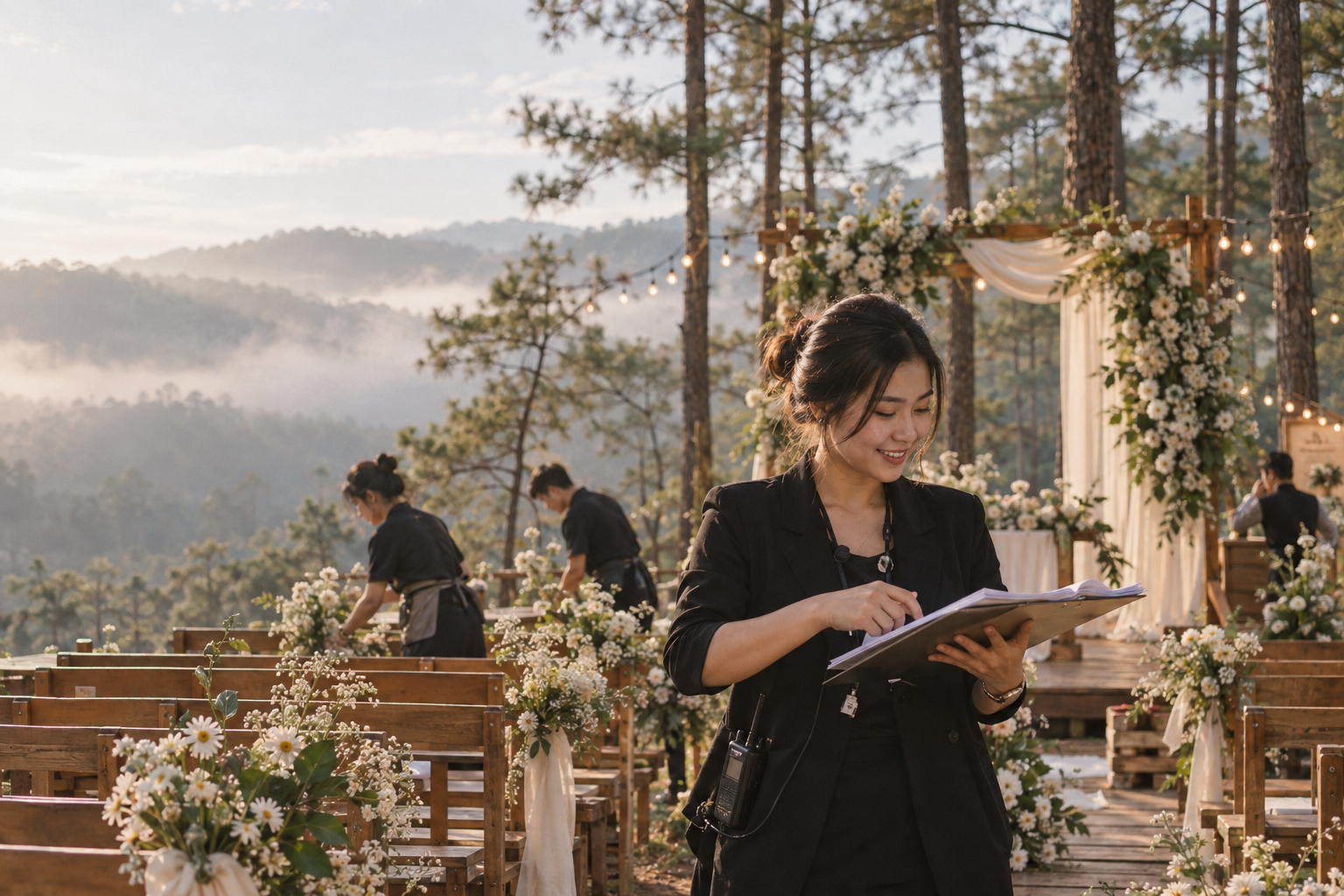 Xử Lý Sự Cố Ngày Cưới - Quy Trình Giám Sát Và Điều Phối Tiệc Cưới Đà Lạt - The Pine Wedding Planner