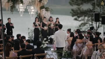 Minigame tiệc cưới kết hợp First Dance và nghi thức trên sân khấu tiệc cưới ngoài trời Đà Lạt - The Pine Wedding Planner